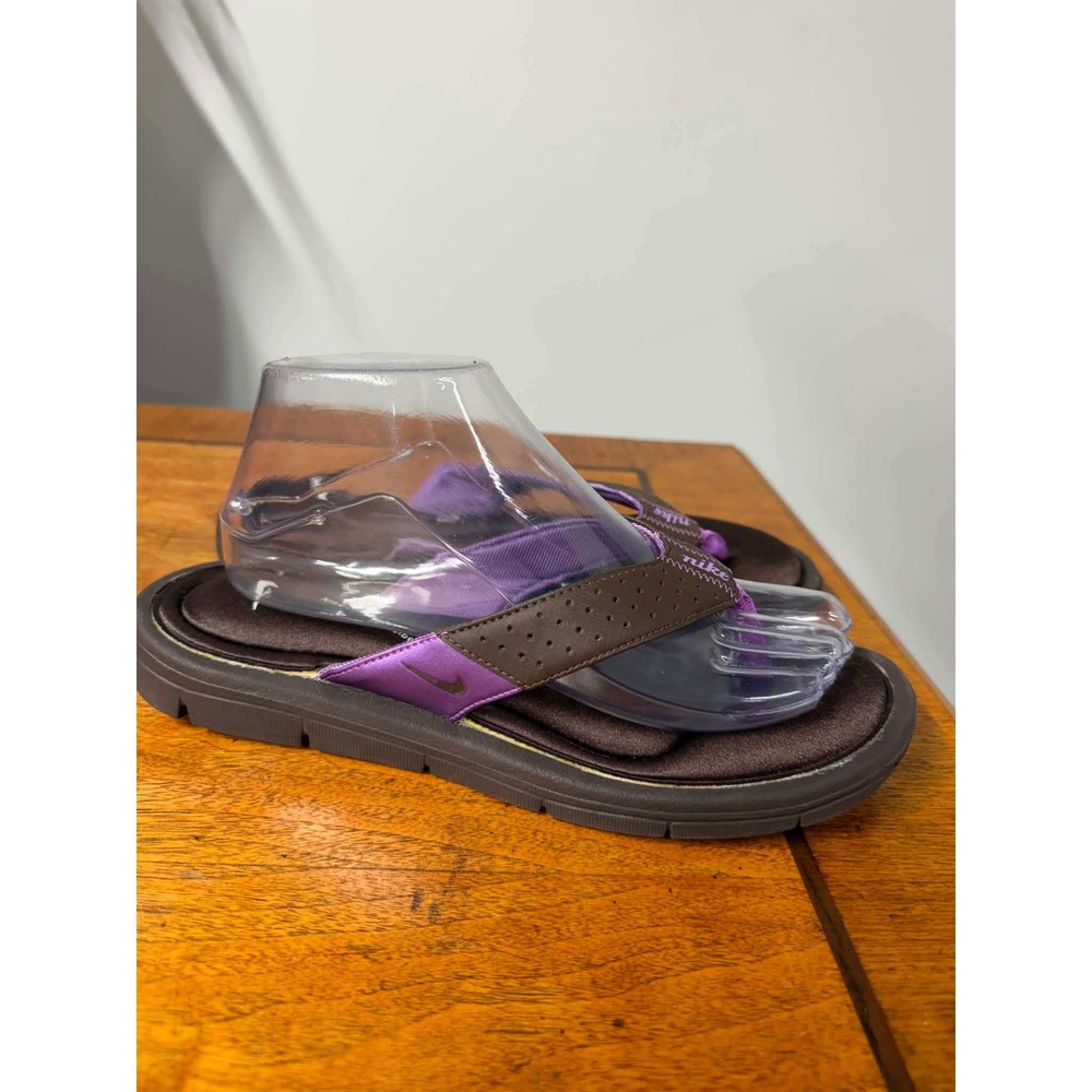 Nike Womens 9 Brown Purple Flip Flop Sandals Comfort Footbed Thong 1897